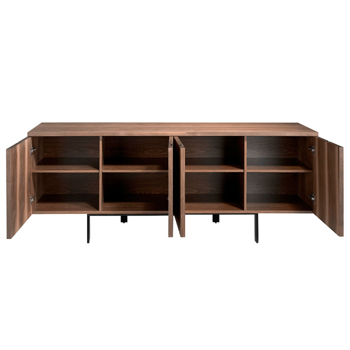 Credenza 191x50x74 cm in legno di noce e acciaio nero