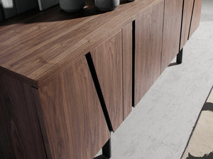 Credenza 191x50x74 cm in legno di noce e acciaio nero