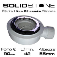 Piatto doccia in pietra SOLIDSTONE alto 2,8 cm - Ardesia Bianco RAL 9003 - Misura: 70x90 x 2,8h