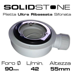 Piatto doccia in pietra SOLIDSTONE alto 2,8 cm - Ardesia Bianco RAL 9003 - Misura: 70x90 x 2,8h