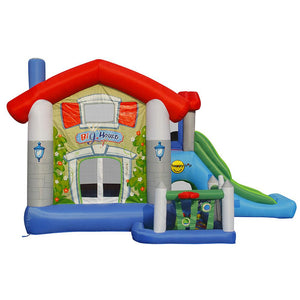 Castello Giostra Gonfiabile Big House con Scivolo Pompa Inclusa Happy Hop