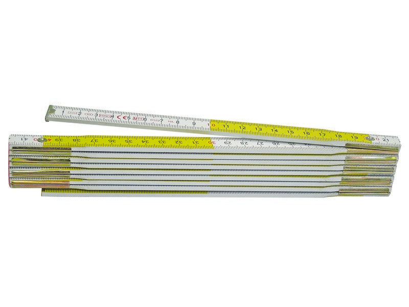 Metrica doppiometro in legno bianco/giallo lunghezza mt.2 (12 pezzi) - Metrica