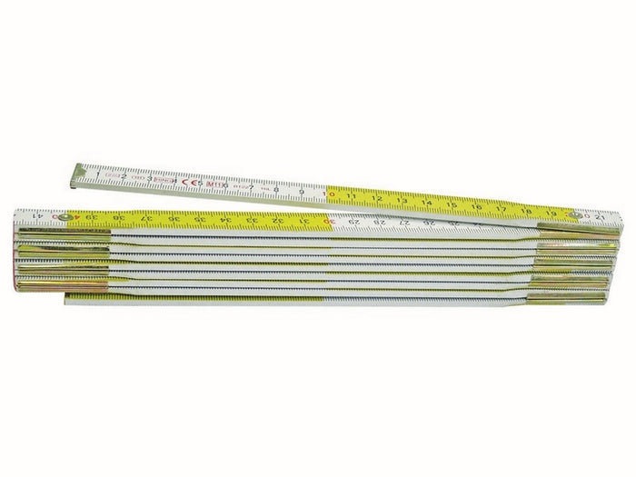 12pz doppiometro in legno bianco/giallo lunghezza mt.2 cod:ferx.vit47979