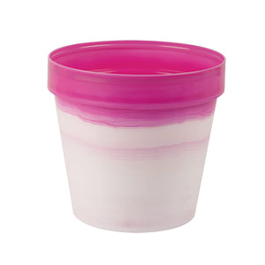 Vaso Piante Fiori Colorato Moderno Interno Esterno Classic Pot Exclusive Idel Formato: 14 cm, Colore: Bianco/Fucsia