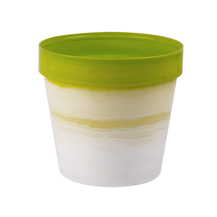 Vaso Piante Fiori Colorato Moderno Interno Esterno Classic Pot Exclusive Idel Formato: 14 cm, Colore: Bianco/Lime