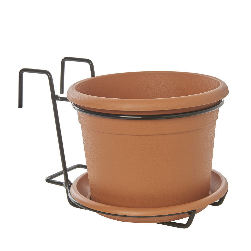 Vaso da Balcone con Gancio da Appendere Ringhiera Balconiera Hand Etrusco Idel Colore: Terracotta