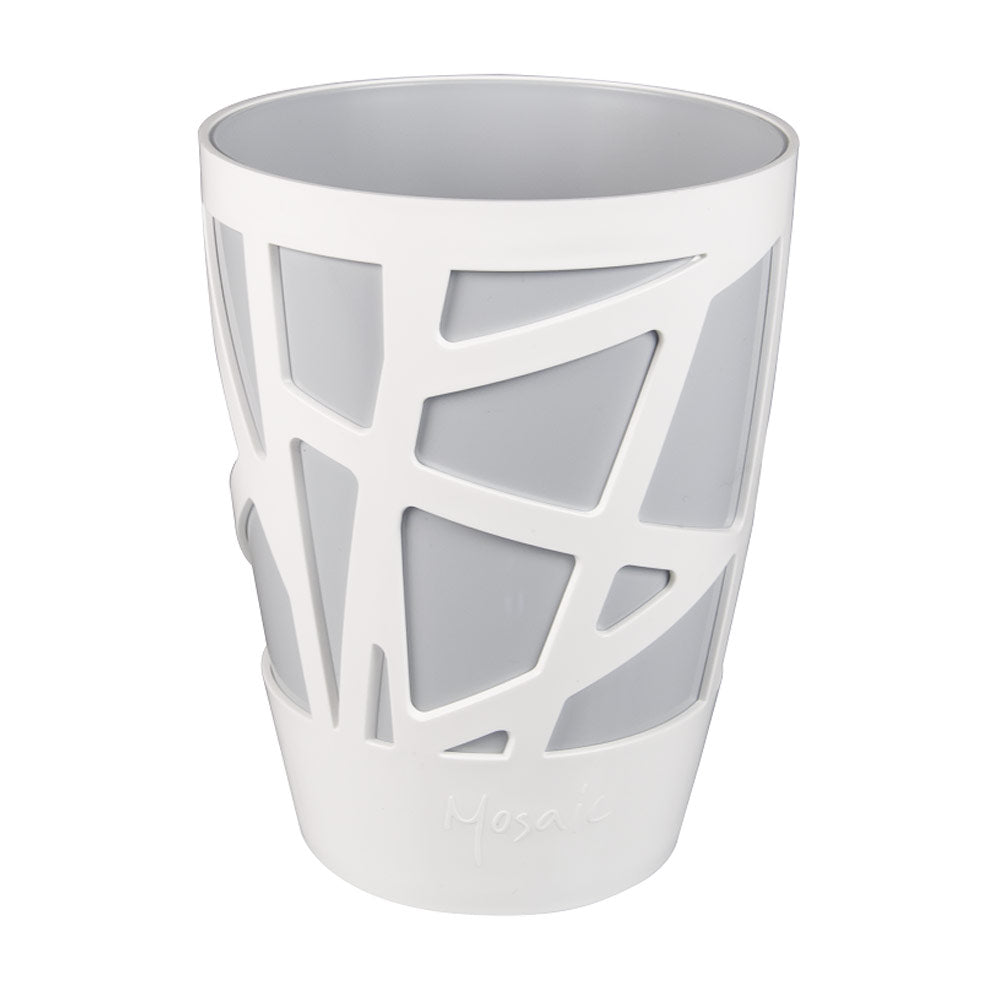 Vaso per Piante Interno Moderno Auto Irrigazione Mosaic Curve Hight 13 Idel Colore: Bianco/Ash Sky Blu