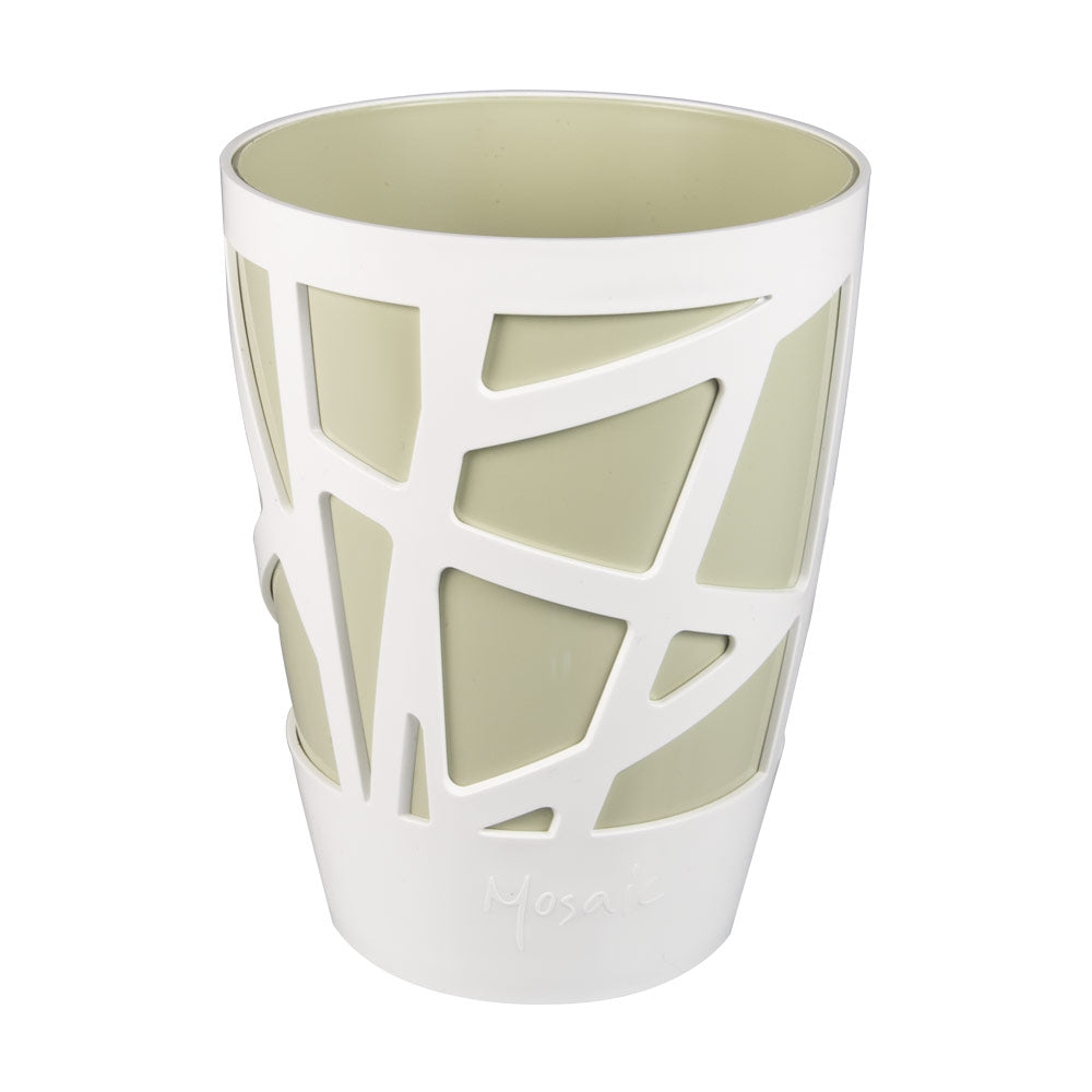 Vaso per Piante Interno Moderno Auto Irrigazione Mosaic Curve Hight 13 Idel Colore: Bianco/Pistacchio