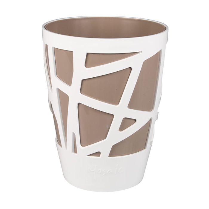 Vaso per Piante Interno Moderno Auto Irrigazione Mosaic Curve Hight 13 Idel Colore: Bianco/Marrone