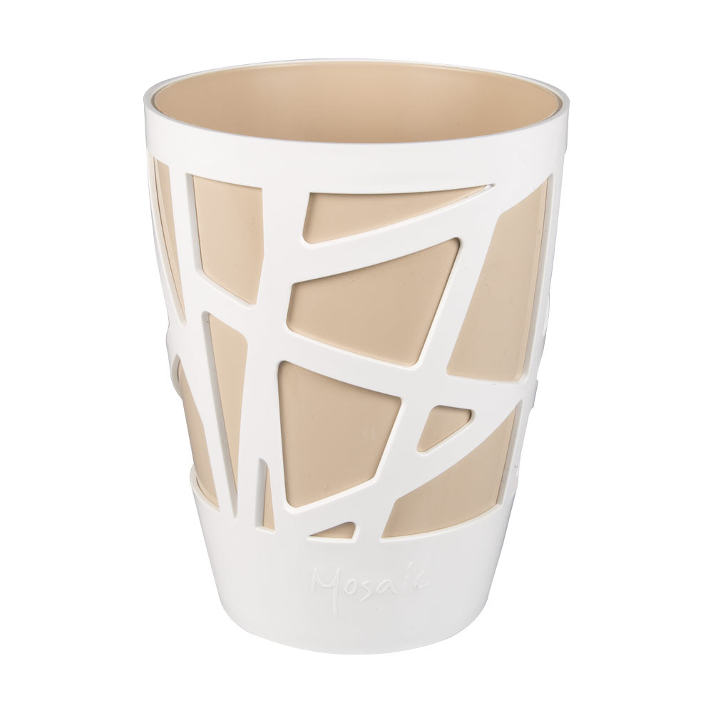 Vaso per Piante Interno Moderno Auto Irrigazione Mosaic Curve Hight 13 Idel Colore: Bianco/Sabbia