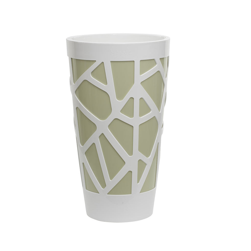 Vaso per Piante Orchidee Alto Grande Auto Irrigazione Mosaic Curve High 55 Idel Colore: Bianco/Pistacchio