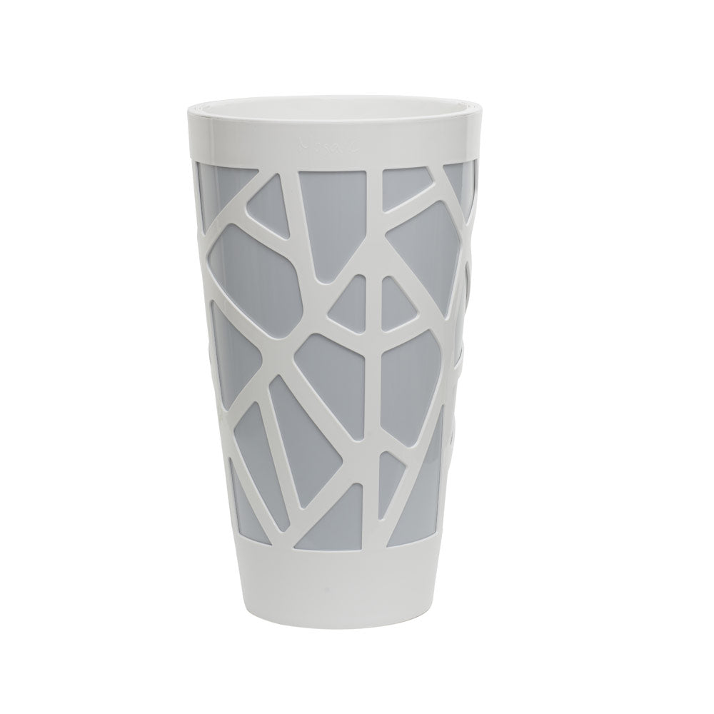 Vaso per Piante Orchidee Alto Grande Auto Irrigazione Mosaic Curve High 55 Idel Colore: Bianco/Ash Sky Blu