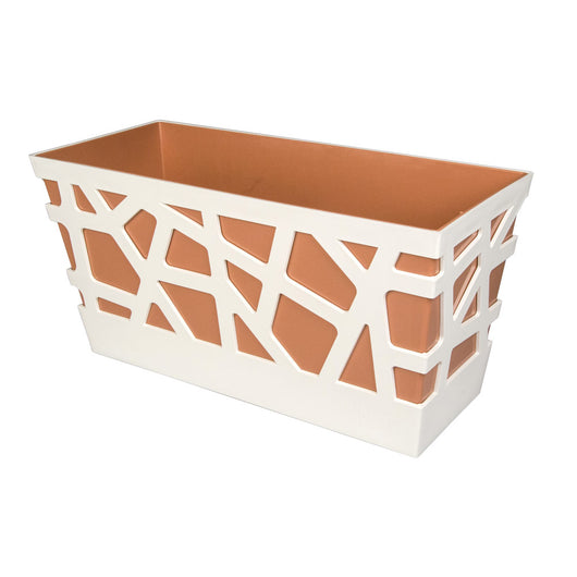 Fioriera Rettangolare Mosaic Flowerbox 40 Idel Vaso Interno Esterno Moderno Colore: Bianco/Terra