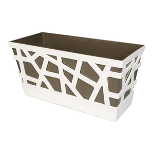 Fioriera Rettangolare Mosaic Flowerbox 40 Idel Vaso Interno Esterno Moderno Colore: Bianco/Taupe