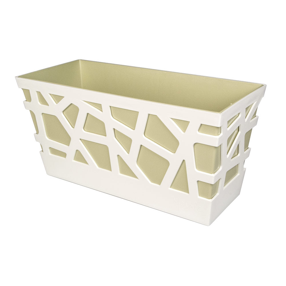 Fioriera Rettangolare Mosaic Flowerbox 40 Idel Vaso Interno Esterno Moderno Colore: Bianco/Pistacchio