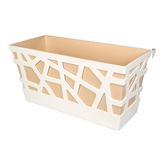 Fioriera Rettangolare Mosaic Flowerbox 40 Idel Vaso Interno Esterno Moderno Colore: Bianco/Sabbia