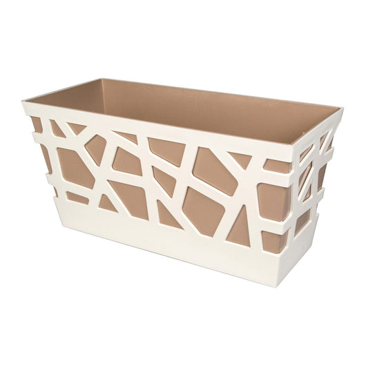 Fioriera Rettangolare Mosaic Flowerbox 40 Idel Vaso Interno Esterno Moderno Colore: Bianco/Marrone