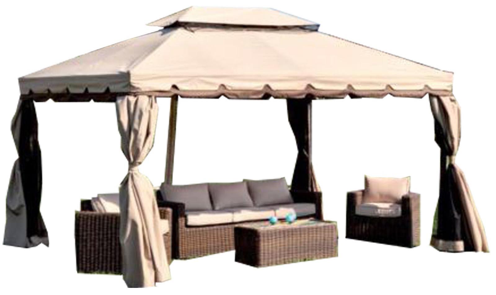 Gazebo da Giardino 3x4m in Alluminio con Zanzariera Bauer Ecrù