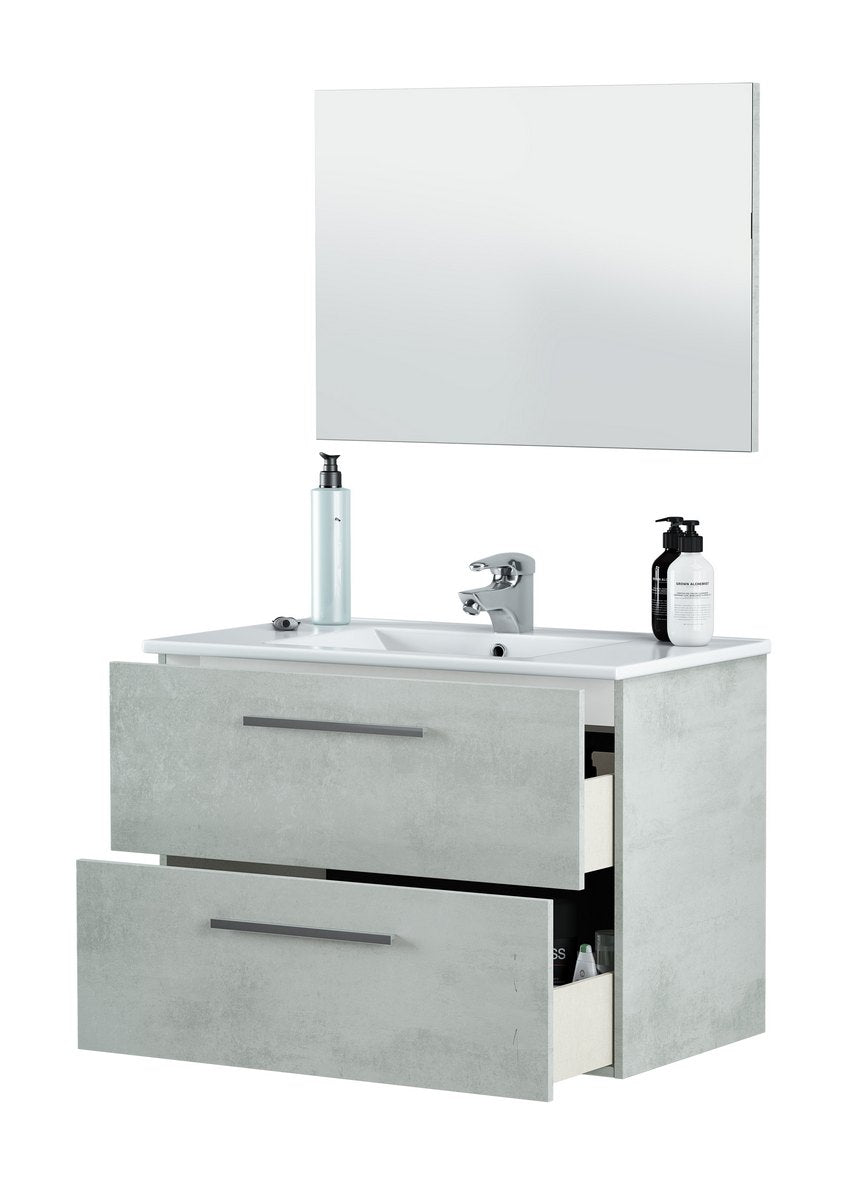 Mobile bagno sospeso Bonaire  con lavabo e specchio 80 cm