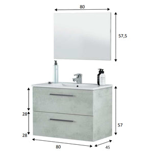 Mobile bagno sospeso Bonaire  con lavabo e specchio 80 cm