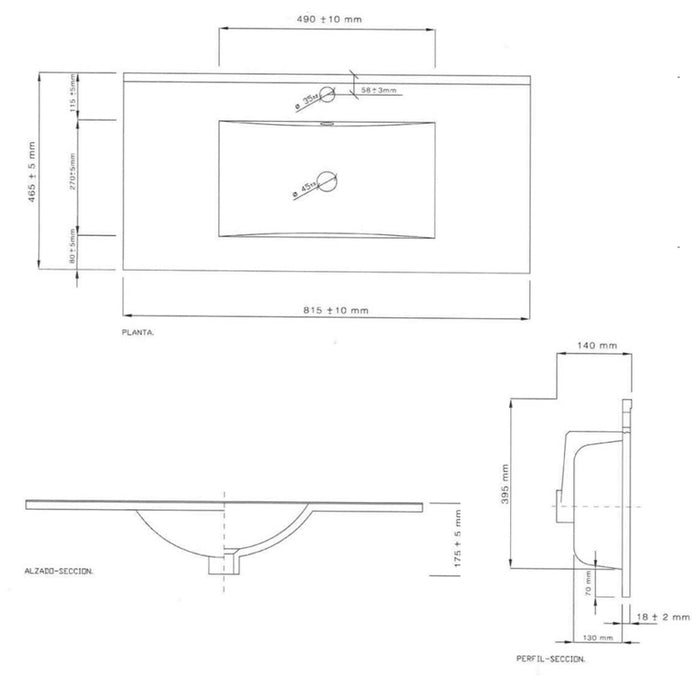 Mobile bagno sospeso Bonaire  con lavabo e specchio 80 cm