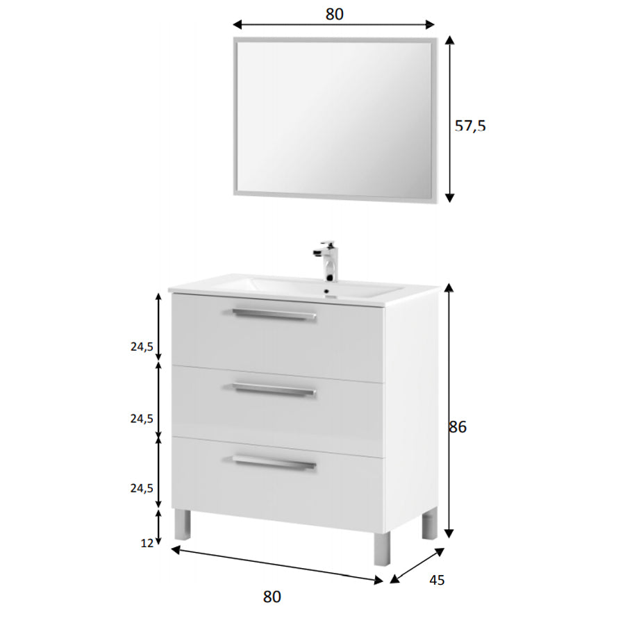 Mobile bagno sottolavabo Line completo di lavabo e specchio