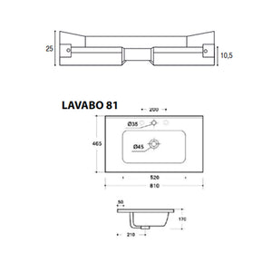 Mobile bagno sospeso Only in nobilitato con 1 cassetto top in ceramica e specchio filo lucido. Colore Olmo bianco