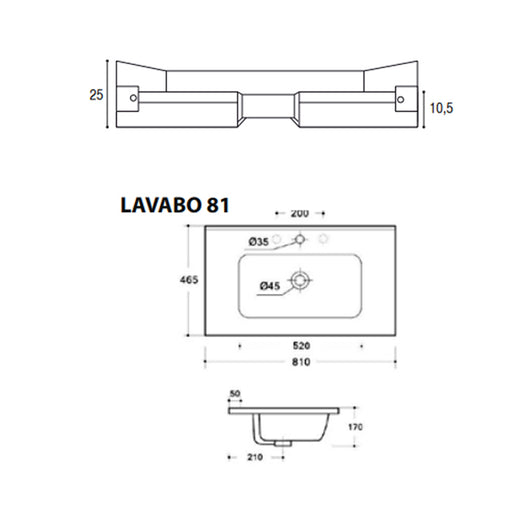 Mobile bagno sospeso Only in nobilitato con 1 cassetto top in ceramica e specchio filo lucido. Colore Olmo bianco