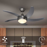 Ventilatore da Soffitto 5 Pale Legno con Lampada e Telecomando Diametro 132cm