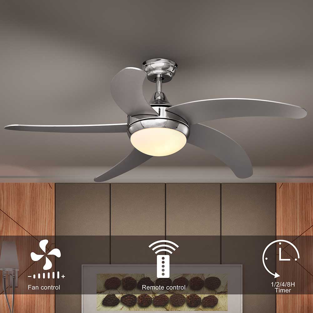 Ventilatore da Soffitto 5 Pale Legno con Lampada e Telecomando Diametro 132 cm