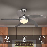 Ventilatore da Soffitto 5 Pale Legno con Lampada e Telecomando Diametro 132 cm