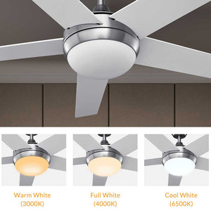 Ventilatore da Soffitto 5 Pale Legno con Lampada Luce LED e Telecomando 132cm