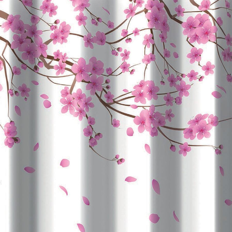 Tenda per doccia 2 lati in tessuto. Fantasia Sakura Rosa Dimensioni cm 180x200h 