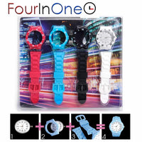 Orologio Da Polso In Silicone Con 4 Cinturini Personalizzabili Four In One