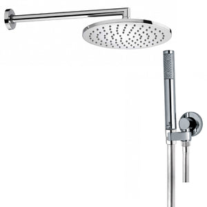 Soffione doccia diam. cm 28 in ottone Bossini Cosmo a un getto con kit duplex doccia Zen flessibile Cromolux