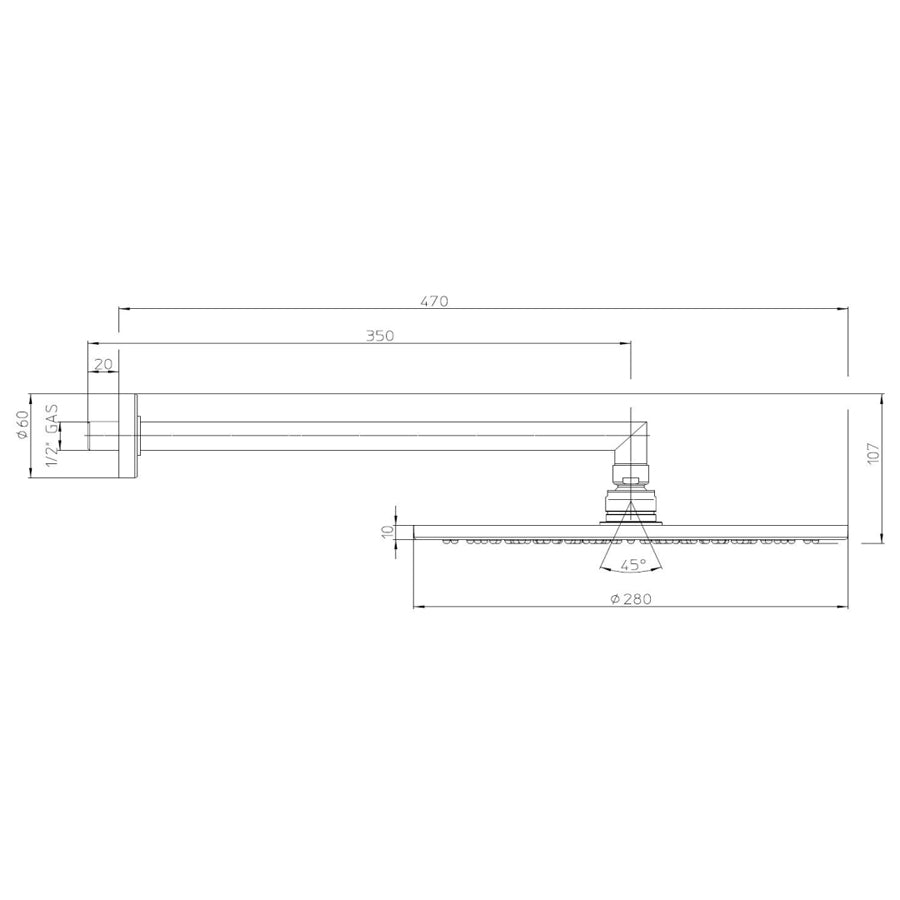 Soffione doccia diam. cm 28 in ottone Bossini Cosmo a un getto con kit duplex doccia Zen flessibile Cromolux