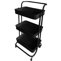 Carrello Trolley Cucina in Metallo 3 Ripiani 43x36x85 4 Ruote Salvaspazio Nero