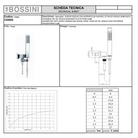 Soffione doccia cm 23x23 quadrato in ottone cromato Bossini Cosmo a un getto con kit duplex doccia Cube con flessibile Cromolux