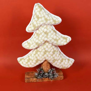 Albero Di Natale Inclinato In Tessuto Oro 41cm Decorazioni Natalizie Dorato