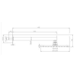 Soffione doccia cm 23x23 quadrato in ottone cromato Bossini Cosmo a un getto con kit duplex doccia Cube con flessibile Cromolux (braccio quadrato)