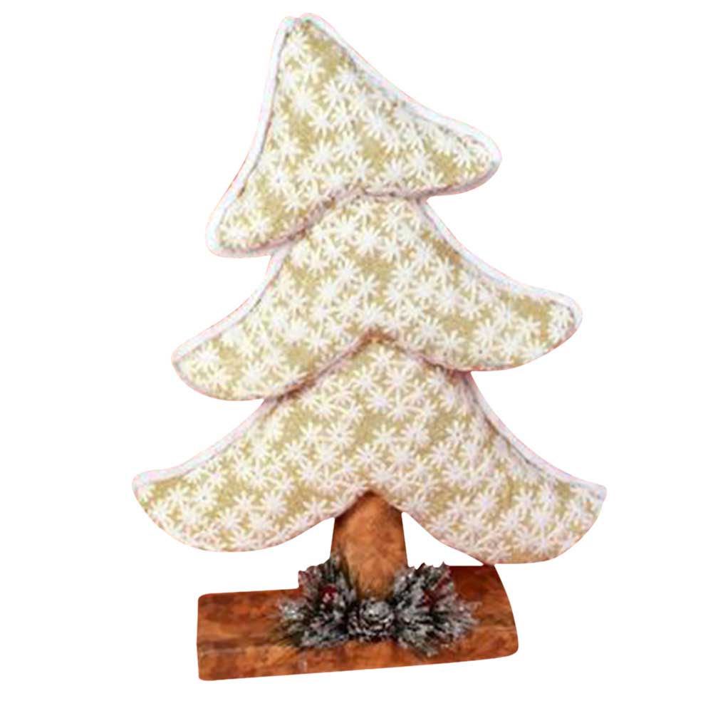 Albero Di Natale Inclinato In Tessuto Oro 41cm Decorazioni Natalizie Dorato