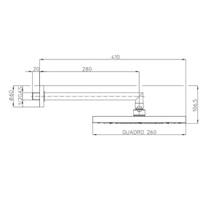 Soffione doccia cm 21x21 quadrato in ottone cromato Bossini Cube a un getto con kit duplex doccia doppia aggraffatura