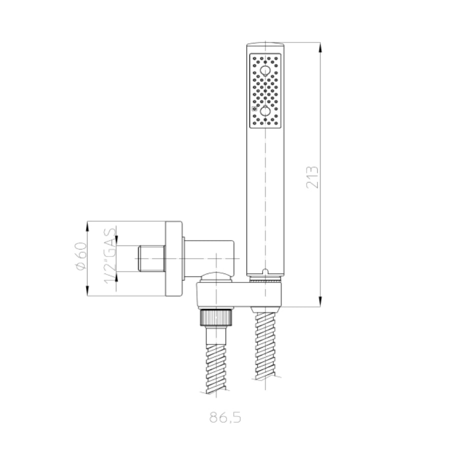 Soffione doccia in ABS diam. Cm 20 Bossini Elios a un getto con kit duplex doccia Zen con flessibile in ottone doppia aggraffatura