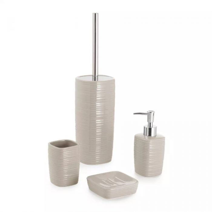 Set 4 accessori appoggio in ceramica tortora chiaro Serie Kelly di Gedy