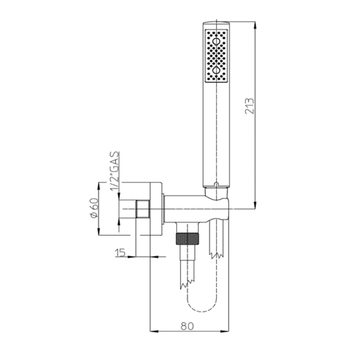 Soffione doccia con braccio ad angolo in ottone diam. Cm 25 Bossini Oki a un getto con kit duplex doccia Zen con flessibile Cromolux