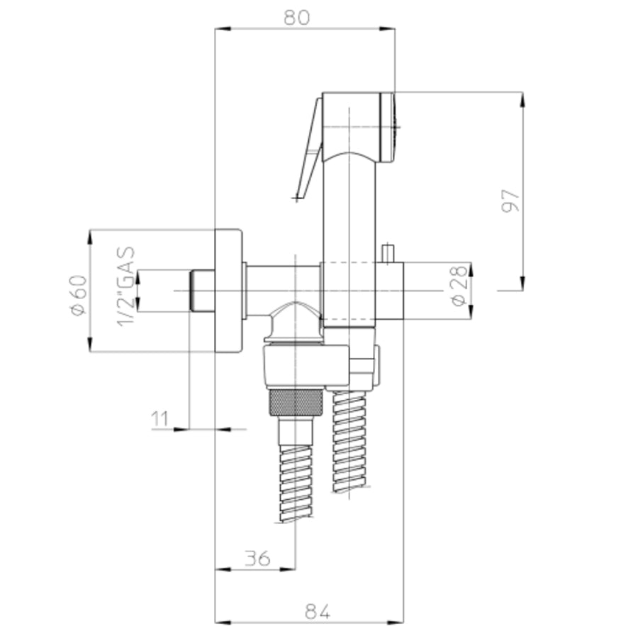 Kit miscelatore monocomando 1 via, placca murale, supporto doccia e doccino Paloma in Abs con flessibile Cromolux