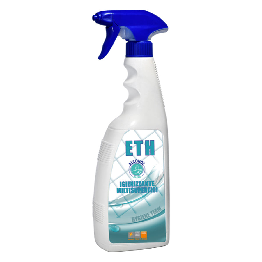 Detergente spray per superfici con etanolo e propanolo. Per igienizzare tutte le superfici. Liquido incolore 750 ml