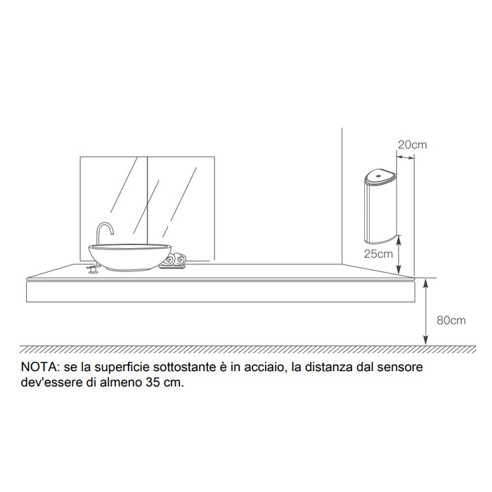 Distributore automatico di sapone liquido o igienizzante in gel modello Boston. In ABS bianco