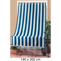 Tenda da Sole per Sormonto 140X300Cm con Anelli Tessuto a Strisce Blu