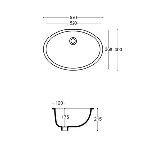 Lavabo per installazione sottopiano Althea modello Tibex 57x40 cm